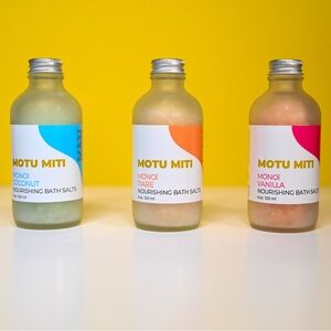MOTU MITI Monoi oil Nourishing Bath Salts Trio - Coconut, Tiare, Vanilla